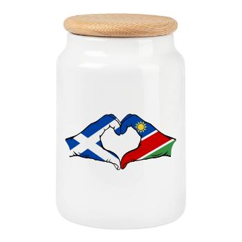 Schottland Namibia Flagge Hände Herzform - Keksdose mit Holzdeckel - Weiß - Vorne