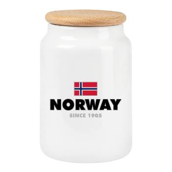 Norway - Norge - Norwegen - Flagge - Skandinavien - Keksdose mit Holzdeckel - Weiß - Vorne
