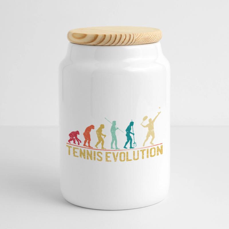 Tennis Evolution Evolution Graphic Design Cookie Jar with Wooden Lid