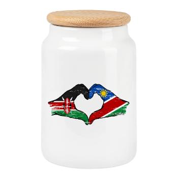 Kenia Namibia Flagge Hände Herzform used - Keksdose mit Holzdeckel - Weiß - Vorne