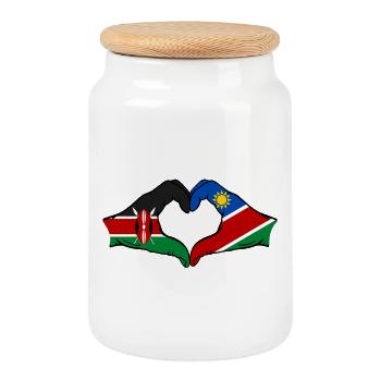 Kenya Namibie drapeau mains coeur - Boîte à biscuits avec couvercle en bois - blanc - Devant