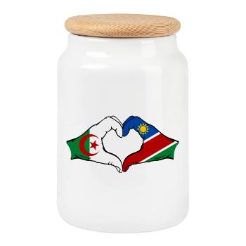 Algerien Namibia Flagge Hände Herzform - Keksdose mit Holzdeckel - Weiß - Vorne