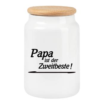 Papa est le deuxième meilleur - Boîte à biscuits avec couvercle en bois - blanc - Devant