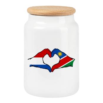 Drapeau de la Hollande et de la Namibie en forme de cœur - Boîte à biscuits avec couvercle en bois - blanc - Devant