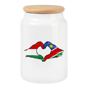 Hungary Namibia flag hands heart used - Cookie Jar with Wooden Lid - white - Front