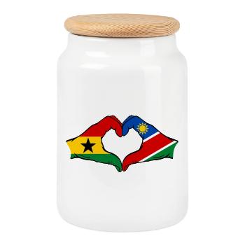 Ghana Namibia Flagge Hände Herzform - Keksdose mit Holzdeckel - Weiß - Vorne
