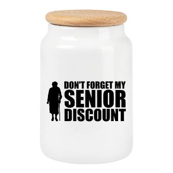 Don't forget my senior discount Older S - Cookie Jar with Wooden Lid - white - Front