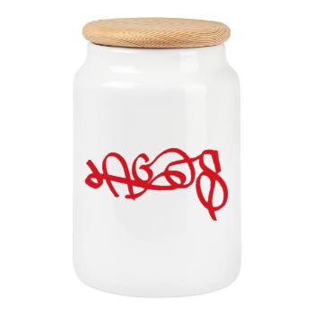Graffiti rouge de Lagos - Boîte à biscuits avec couvercle en bois - blanc - Devant