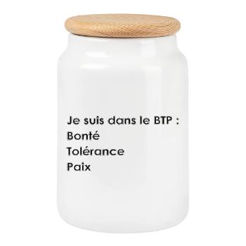 I'm in the construction industry - Cookie Jar with Wooden Lid - white - Front