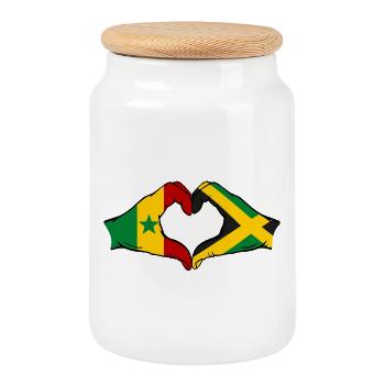 Senegal Jamaika Flagge Hände Herzform used - Keksdose mit Holzdeckel - Weiß - Vorne