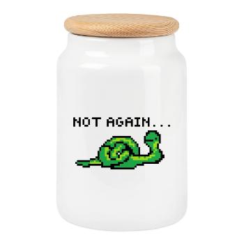Pixelart Serpent - Boîte à biscuits avec couvercle en bois - blanc - Devant