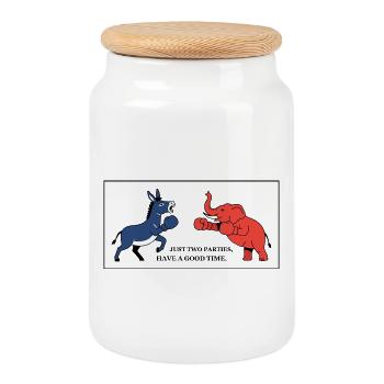 Le duel de fête - Boîte à biscuits avec couvercle en bois - blanc - Devant