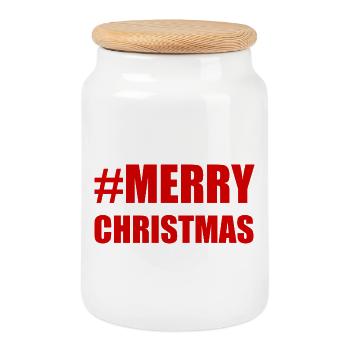 NOËL. JOYEUX NOËL. MERRY CHRISTMAS. PÈRE NOËL - Boîte à biscuits avec couvercle en bois - blanc - Devant