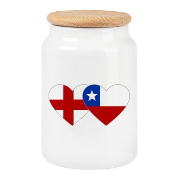 Suède Chili Drapeau Coeur - Boîte à biscuits avec couvercle en bois - blanc - Devant