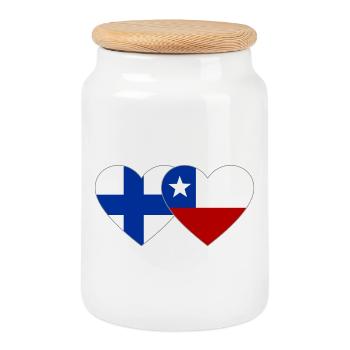 Finlande Chili Drapeau Coeur - Boîte à biscuits avec couvercle en bois - blanc - Devant