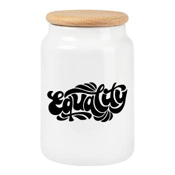 Equality – Feministisches Statement Design - Keksdose mit Holzdeckel - Weiß - Vorne