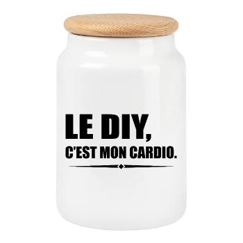 Le DIY c’est mon cardio version bricoleur - Boîte à biscuits avec couvercle en bois - blanc - Devant