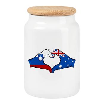 Slovénie Australie Drapeau Mains Coeur Forme - Boîte à biscuits avec couvercle en bois - blanc - Devant