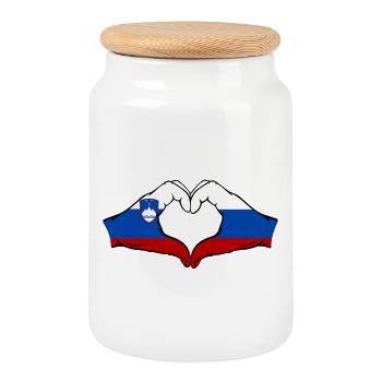Slovénie Russie Drapeau Coeur - Boîte à biscuits avec couvercle en bois - blanc - Devant
