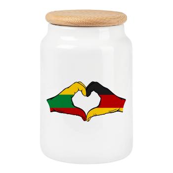 Litauen Deutschland Flagge Hände Herzform - Keksdose mit Holzdeckel - Weiß - Vorne