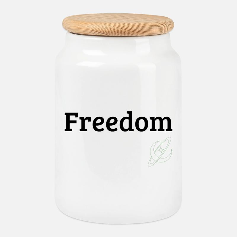 Freedom - Cookie Jar with Wooden Lid - white