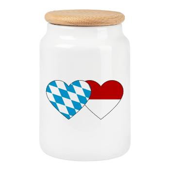 Cœur du drapeau du Bayern Monaco - Boîte à biscuits avec couvercle en bois - blanc - Devant