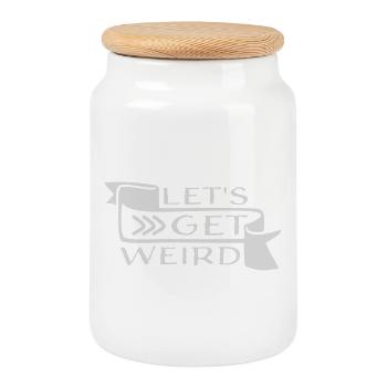 Let's Get Weird Lustiger Party Spruch für Feiern - Keksdose mit Holzdeckel - Weiß - Vorne