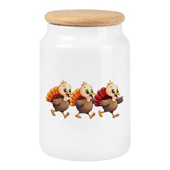 Thanksgiving Truthahn Baby - Keksdose mit Holzdeckel - Weiß - Vorne
