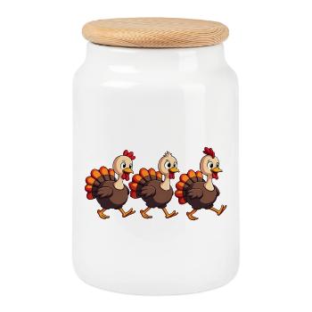 Thanksgiving Truthahn Baby - Keksdose mit Holzdeckel - Weiß - Vorne