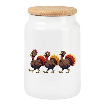 Bébé dinde de Thanksgiving - Boîte à biscuits avec couvercle en bois - blanc - Devant