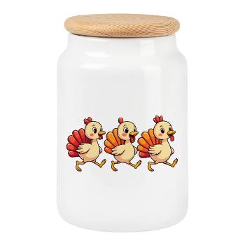 Bébé dinde de Thanksgiving - Boîte à biscuits avec couvercle en bois - blanc - Devant