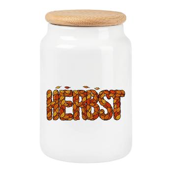 Autumn, the most beautiful season for me - Cookie Jar with Wooden Lid - white - Front