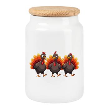 Thanksgiving Truthahn Baby - Keksdose mit Holzdeckel - Weiß - Vorne
