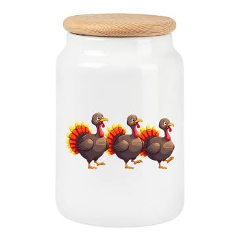 Thanksgiving Truthahn Baby - Keksdose mit Holzdeckel - Weiß - Vorne
