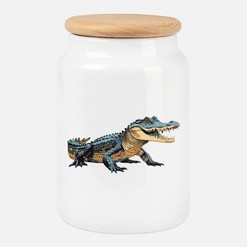 kroko3 - Keksdose mit Holzdeckel - Weiß