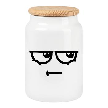 not amused - Cookie Jar with Wooden Lid - white - Front