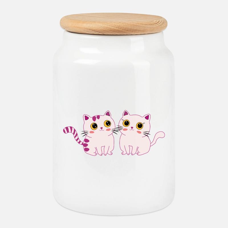 cats cute - Keksdose mit Holzdeckel - Weiß