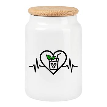 Mojito Heart Cocktail Mint Glass Summer - Cookie Jar with Wooden Lid - white - Front