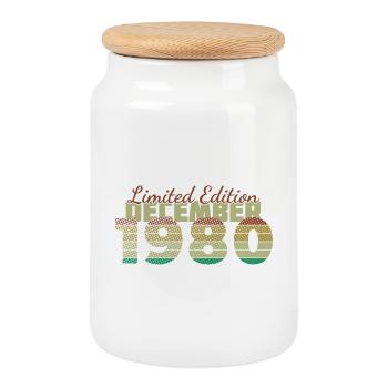 45th Birthday Limited Edition (SCR) 12/1980 - Cookie Jar with Wooden Lid - white - Front