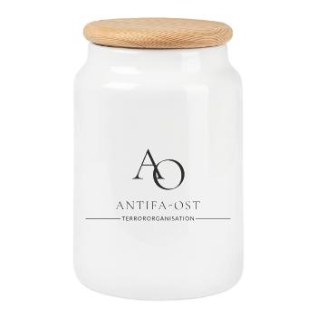 Antifa East Terrorist Organization US-Approved 161 - Cookie Jar with Wooden Lid - white - Front