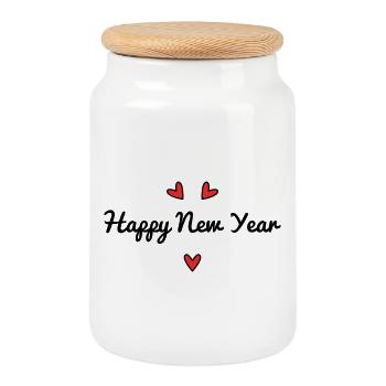 ALLES GUTE ZUM NEUEN JAHR. SILVESTER. NEUJAHR - Keksdose mit Holzdeckel - Weiß - Vorne