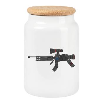 Camera Gun Style Hybrid for Photographers Artwork - Cookie Jar with Wooden Lid - white - Front