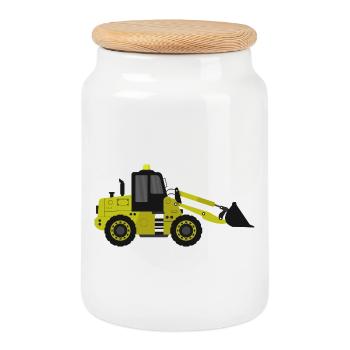 Excavatrice - Boîte à biscuits avec couvercle en bois - blanc - Devant