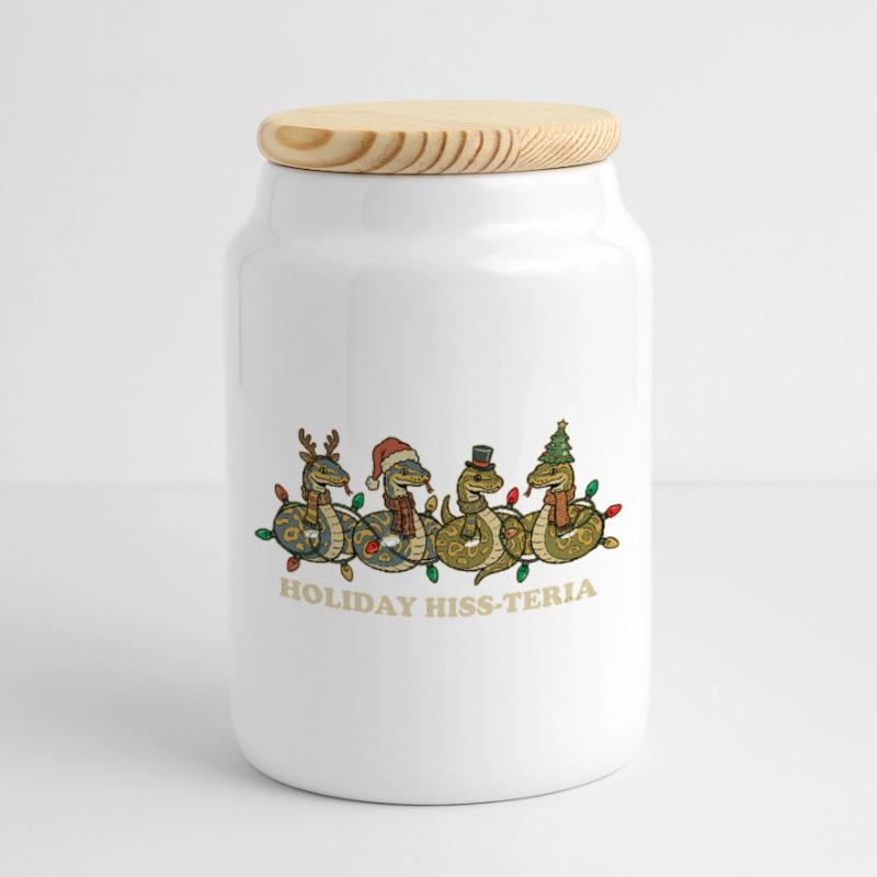 King Python Christmas Lights Gift Cookie Jar with Wooden Lid