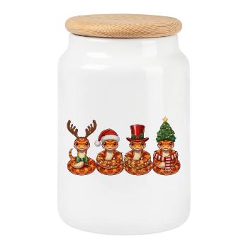 Kornnatter Weihnachtsmann Weihnachtsbeleuchtung  - Keksdose mit Holzdeckel - Weiß - Vorne