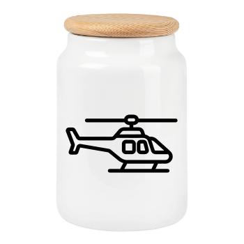 helicopter - Cookie Jar with Wooden Lid - white - Front