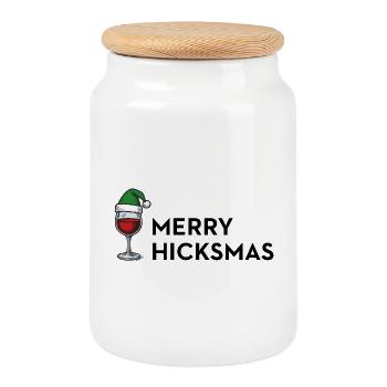 Merry Hicksmas – Ugly Xmas Anti Weihnachten - Keksdose mit Holzdeckel - Weiß - Vorne