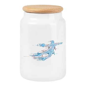 Handball EKG Herzschlag Handballer Puls Geschenk - Keksdose mit Holzdeckel - Weiß - Vorne