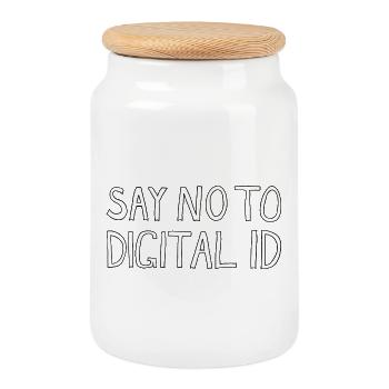 SAY NO TO DIGITAL ID - Keksdose mit Holzdeckel - Weiß - Vorne