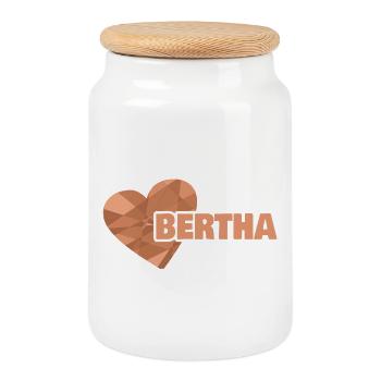 First name Bertha - Cookie Jar with Wooden Lid - white - Front